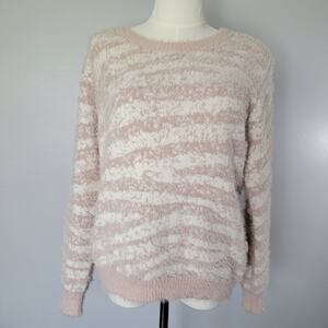 Dusty Pale Pink Sweater Womens L Cozy Soft Fuzzy Soft Casual Workstyle Feminine